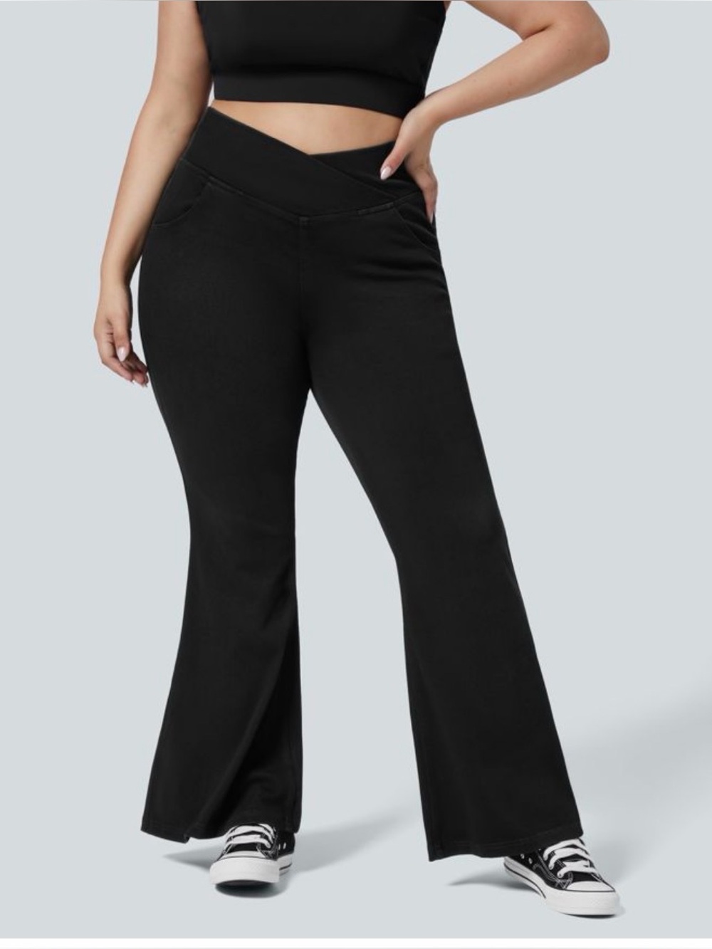 Halara flex cross over waist black jeans